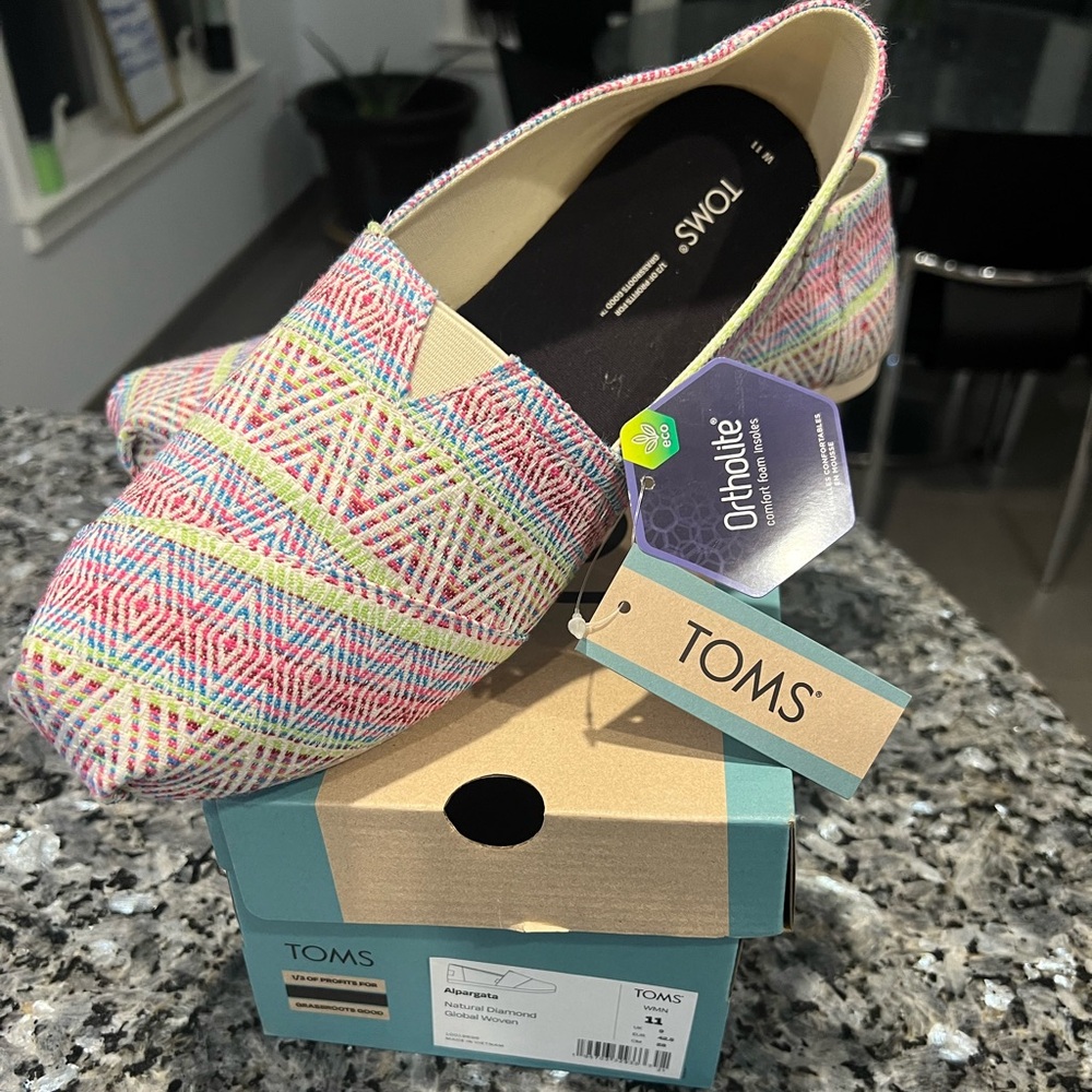 Toms Alpargata Natural Diamond Global Woman’s shoe size 11 new w/tags ortholite